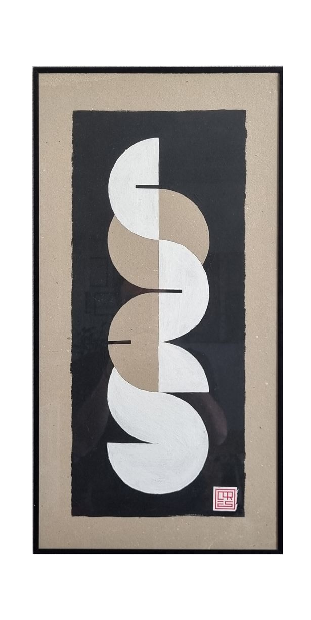 espinha . acrílica sobre papel . moldura metálica.  2018. DISPONÍVEL